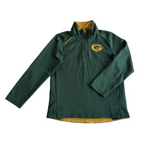 Boy's Green Bay Packers NFL 1/4 Zip Long Sleeve Dry Fit Kids Medium 5/6 Football